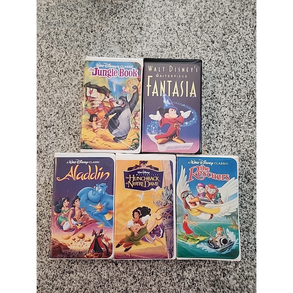 Vintage Disney Calmshell VHS Movie Collection - 5 Movies Classic 90's Era